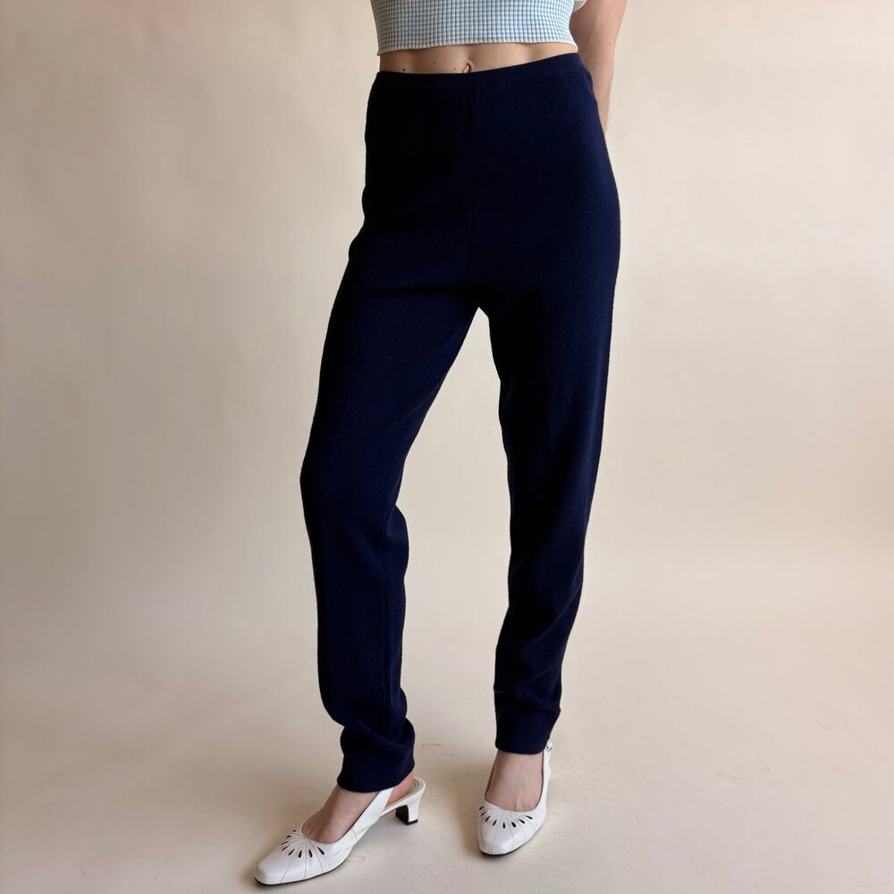 Jones & Co Navy Merino Wool Knit Pants - Size Small